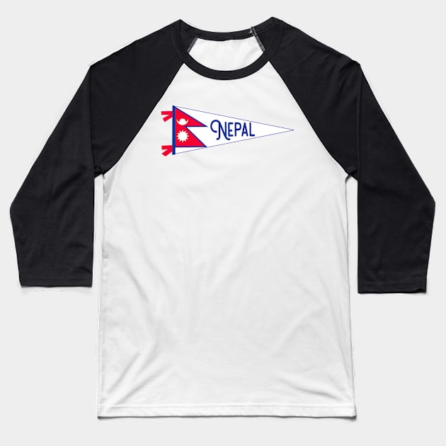 Nepal Flag Pennant Baseball T-Shirt by zsonn